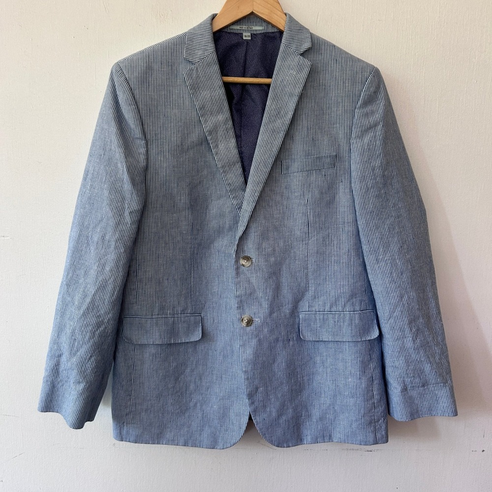 Class Club Linen Blend Seersucker Blazer Womens Size 18/20 Preppy Classic